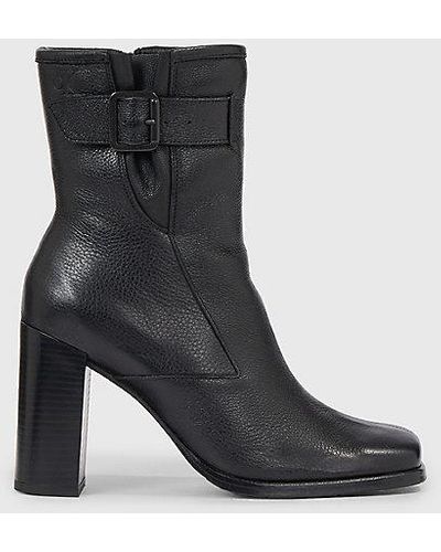 Calvin Klein Stiefel mit Absatz aus Leder - Schwarz