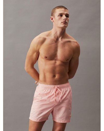 Calvin Klein Medium Drawstring Swim Shorts - Ck Steel - Pink