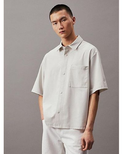 Calvin Klein Camisa relaxed de manga corta de punto - Blanco