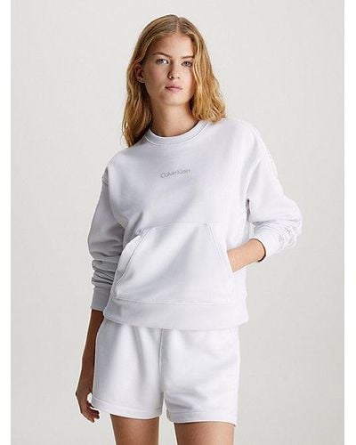 Calvin Klein Cropped French-Terry-Sweatshirt - Weiß