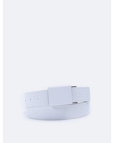 Calvin Klein Monogram Logo Plaque Webbing Belt - White