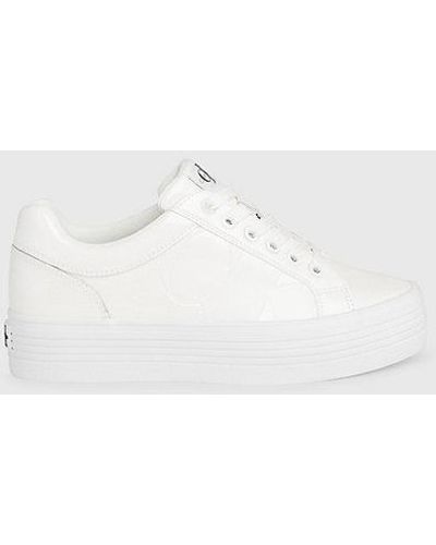 Calvin Klein Plateau-Sneakers aus Leder - Weiß
