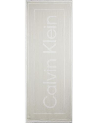 Calvin Klein Logo Jacquard Scarf - White