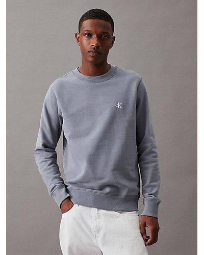 Calvin Klein Monogramm-Sweatshirt aus Fleece - Grau