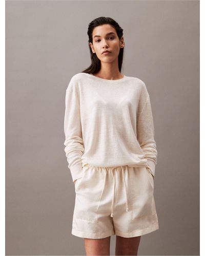 Calvin Klein Linen Blend Sweater - Natural