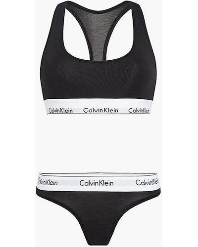 Calvin Klein Bralette- En Stringset - Modern Cotton - Zwart