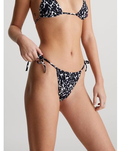 Calvin Klein Bas de bikini à nouer sur la hanche - CK Leopard - Noir
