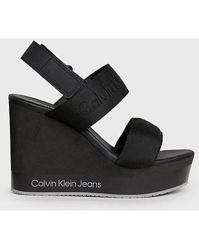 Calvin Klein Sandalias de cuña con plataforma - Negro