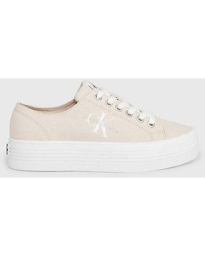 Calvin Klein Canvas Plateausneakers - Wit