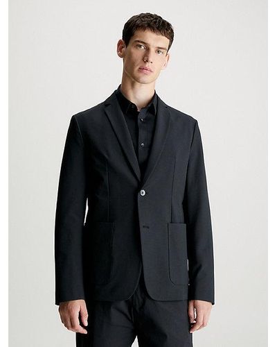 Calvin Klein Schmaler Blazer aus technischem Stretch - Blau