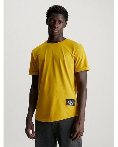 Calvin Klein Katoenen T-shirt Met Embleem - Geel