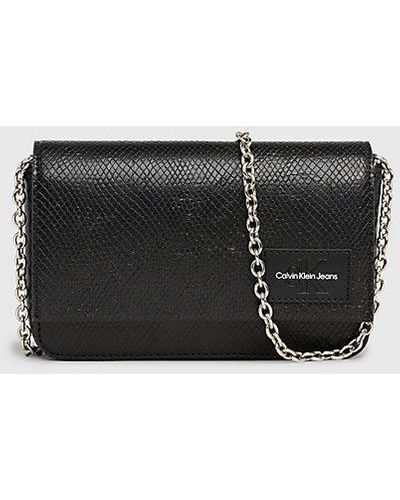 Calvin Klein Crossbody Portemonnaie-Tasche aus Schlangenleder - Schwarz