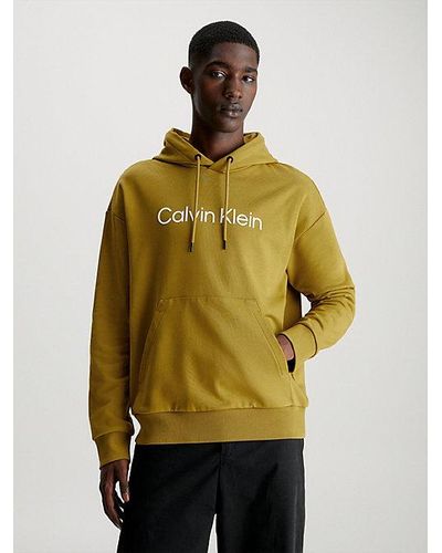 Calvin Klein Logo-Hoodie aus Baumwoll-Frottee - Grün