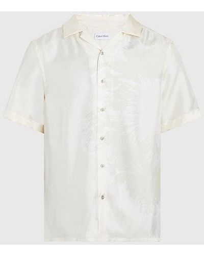 Calvin Klein Hemd aus Seide mit floralem Muster - Weiß