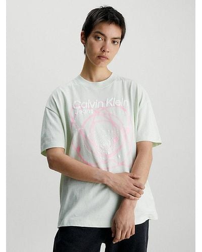 Calvin Klein Oversized T-shirt Met Print - Wit