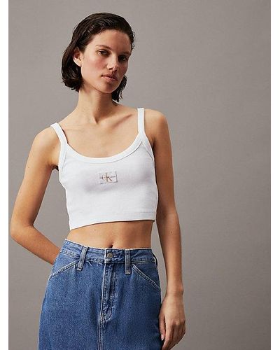 Calvin Klein Top de corpiño de canalé de algodón - Gris