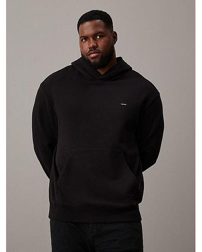 Calvin Klein Hoodie aus Baumwoll-Frottee in großen Größen - Schwarz