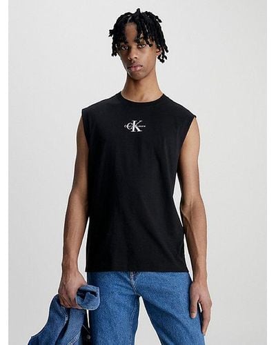 Calvin Klein Camiseta de tirantes con monograma - Azul