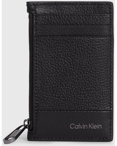 Calvin Klein Porte-cartes en cuir zippé - Noir
