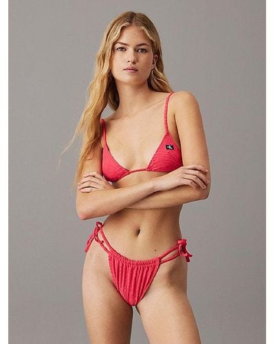 Calvin Klein Bikinihose zum Binden - CK Texture - Rot