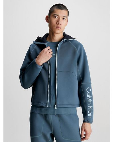 Calvin Klein Sweat-shirt à capuche zippé avec logo - Bleu