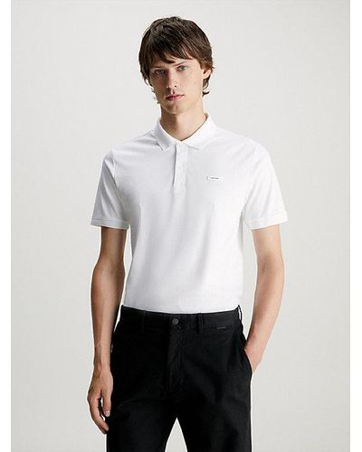 Calvin Klein Schmales Poloshirt - Weiß