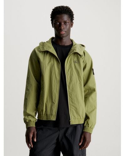 Calvin Klein Structured Nylon Hooded Jacket - Green