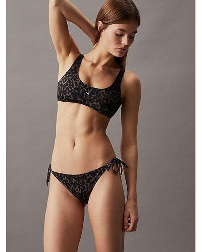 Calvin Klein Partes de abajo de bikini con lazadas - CK Monogram - Marrón