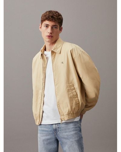 Calvin Klein Relaxed Cotton Zip Up Jacket - Natural