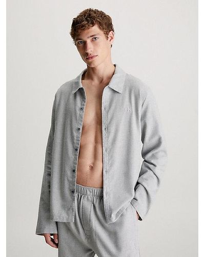 Calvin Klein Pyjama-Top aus Flanell - Grau