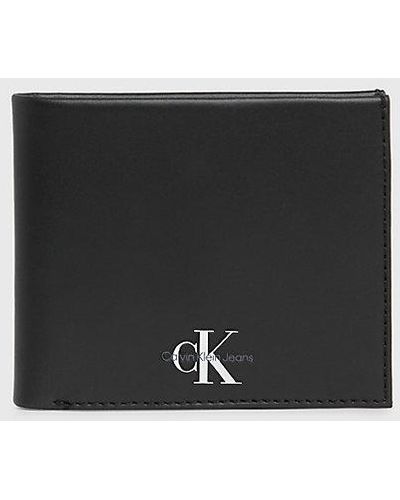 Calvin Klein Cartera de piel con compartimento para billetes y monedero y RFID - Negro