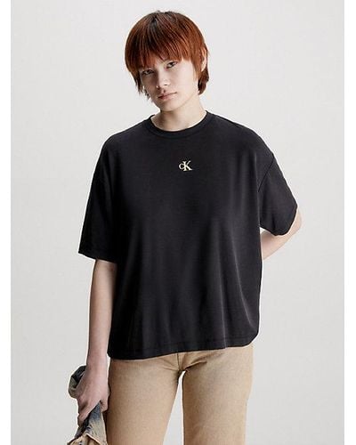Calvin Klein Camiseta oversize con logo en la parte trasera - Negro