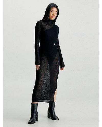 Calvin Klein Doorschijnende Bodycon Maxi-jurk - Zwart