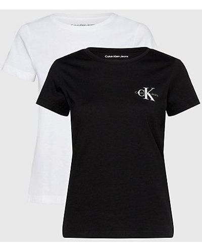 Calvin Klein 2er-Pack schmale T-Shirts - Schwarz
