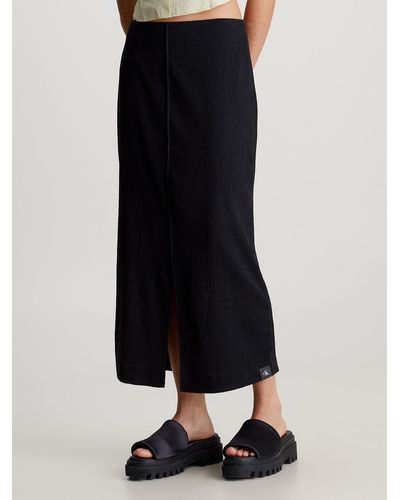 Calvin Klein Crinkle Midi Skirt - Black