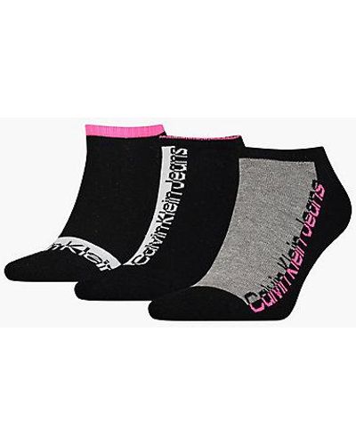 Calvin Klein Pack de 3 pares de calcetines tobilleros con logo - Negro