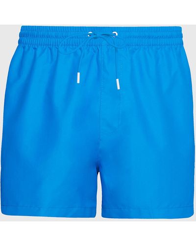 Calvin Klein Short Drawstring Swim Shorts - Logo Tape - Blue