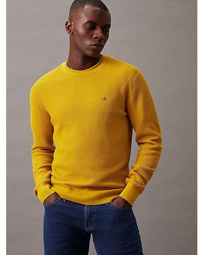 Calvin Klein Pullover mit Waffelstruktur - Gelb