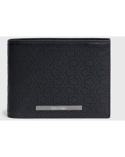 Calvin Klein Leather Rfid Trifold Logo Wallet - Black