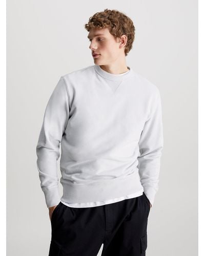 Calvin Klein Monogram Terry Badge Sweatshirt - White