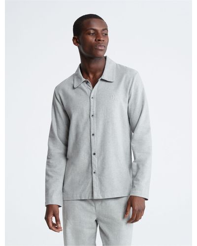 Calvin Klein Pure Flannel Classic Sleep Button-down Shirt - Gray
