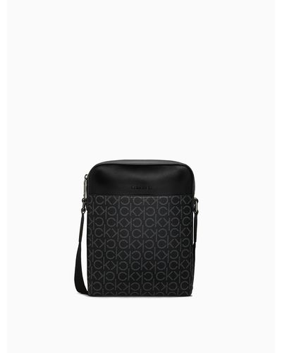 Calvin Klein Refined Monogram Logo Crossbody Bag - Black