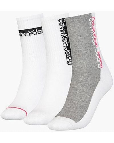 Calvin Klein Pack de 3 pares de calcetines de deporte con logo - Gris