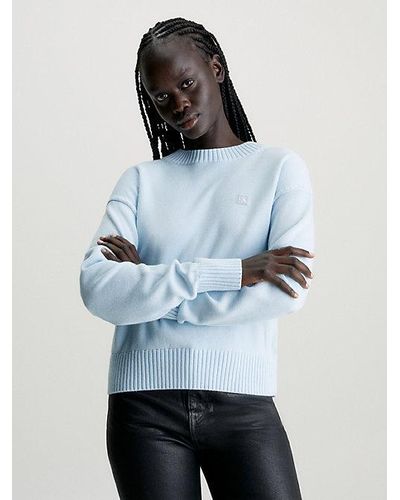 Calvin Klein Jersey de punto de algodón con insignia - Gris