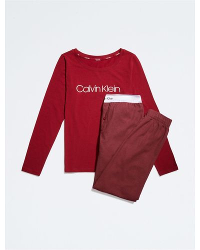 Calvin Klein Cotton Blend Sleep Set - Red