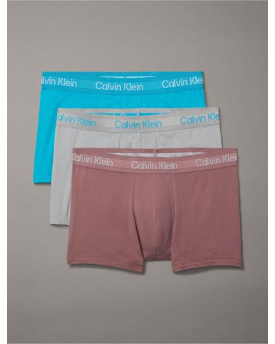 Calvin Klein Stencil Logo Cotton Stretch 3-pack Trunk - Blue