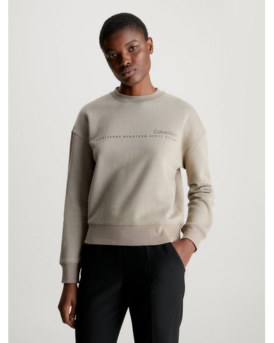 Calvin Klein Sweat-shirt relaxed avec logo - Neutre