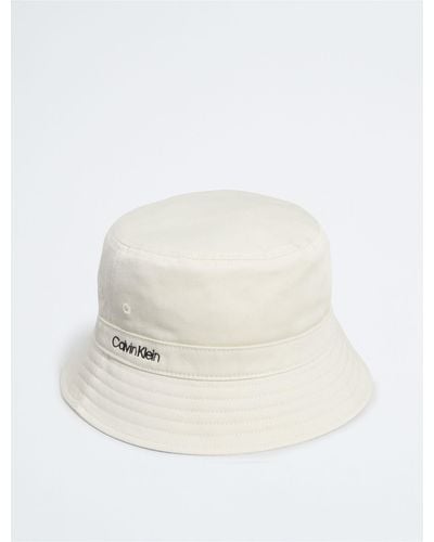 Calvin Klein Standard Logo Cotton Twill Bucket Hat - White