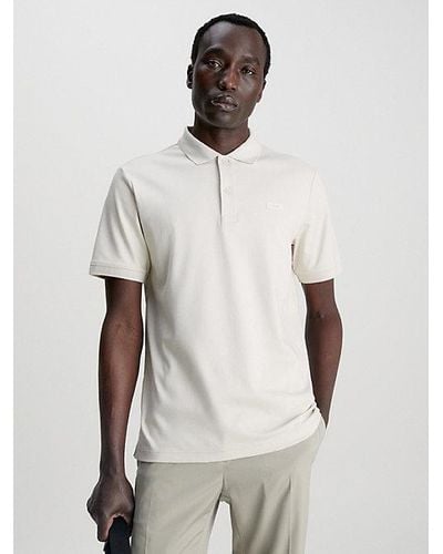 Calvin Klein Schmales Poloshirt aus veredelter Baumwolle - Weiß
