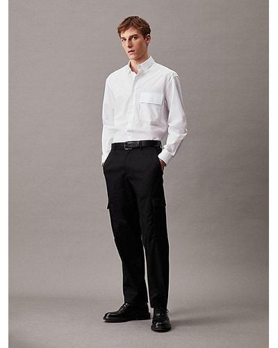 Calvin Klein Camisa elástica holgada de popelina - Blanco